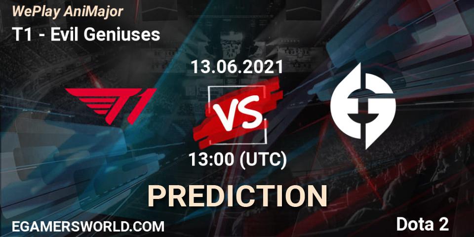 T1 проти Evil Geniuses: Поради щодо ставок, прогнози на матчі. 13.06.2021 at 13:24. Dota 2, WePlay AniMajor 2021