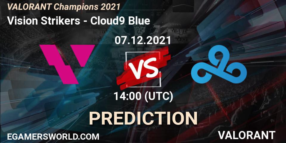 Vision Strikers проти Cloud9 Blue: Поради щодо ставок, прогнози на матчі. 07.12.2021 at 14:00. VALORANT, VALORANT Champions 2021