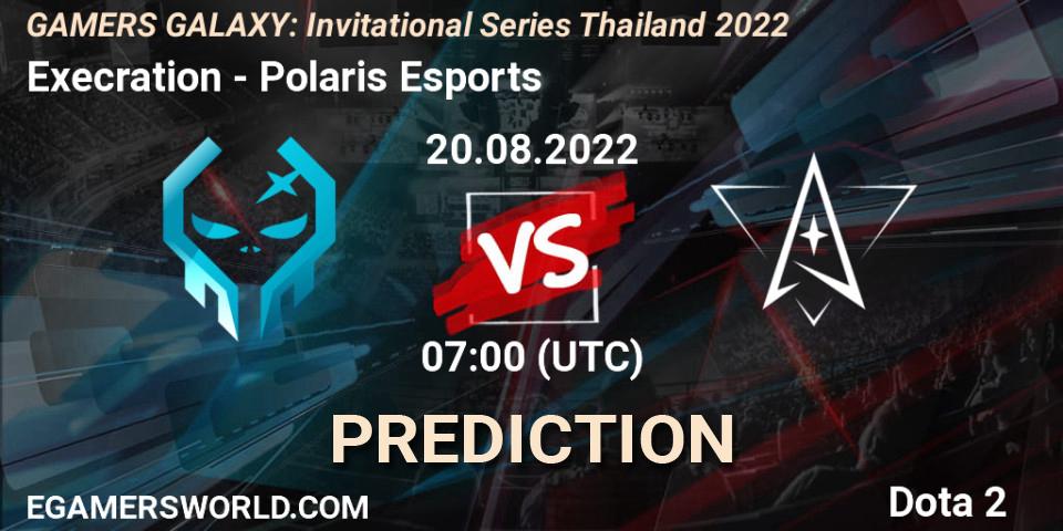 Execration проти Polaris Esports: Поради щодо ставок, прогнози на матчі. 20.08.2022 at 08:00. Dota 2, GAMERS GALAXY: Invitational Series Thailand 2022
