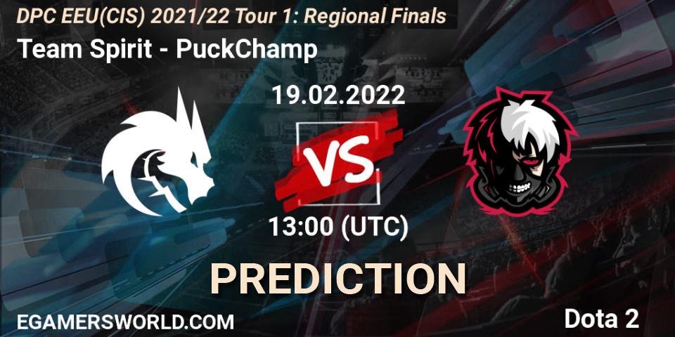 Team Spirit проти PuckChamp: Поради щодо ставок, прогнози на матчі. 19.02.2022 at 13:01. Dota 2, DPC EEU(CIS) 2021/22 Tour 1: Regional Finals