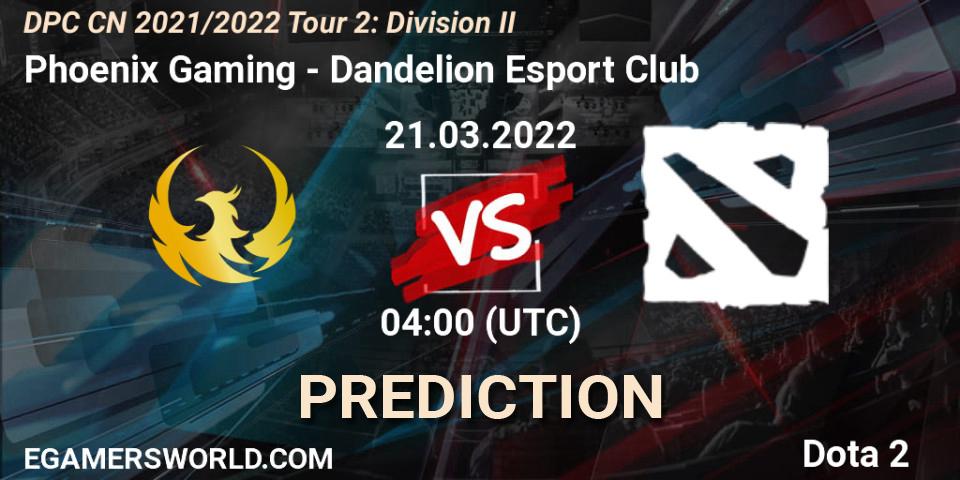 Phoenix Gaming проти Dandelion Esport Club: Поради щодо ставок, прогнози на матчі. 21.03.2022 at 04:01. Dota 2, DPC 2021/2022 Tour 2: CN Division II (Lower)