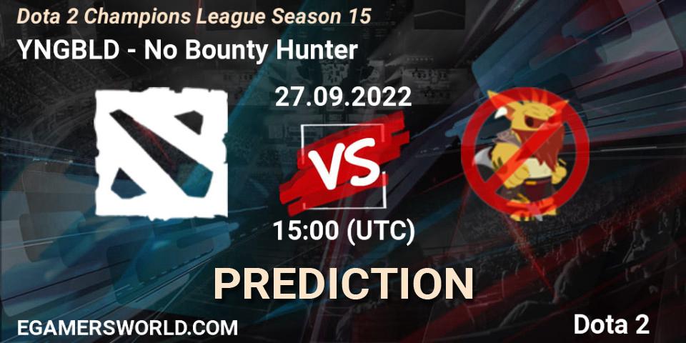 YNGBLD проти No Bounty Hunter: Поради щодо ставок, прогнози на матчі. 27.09.2022 at 15:16. Dota 2, Dota 2 Champions League Season 15