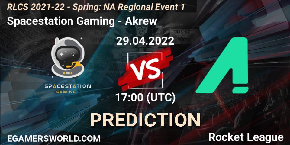 Spacestation Gaming проти Akrew: Поради щодо ставок, прогнози на матчі. 29.04.2022 at 17:00. Rocket League, RLCS 2021-22 - Spring: NA Regional Event 1
