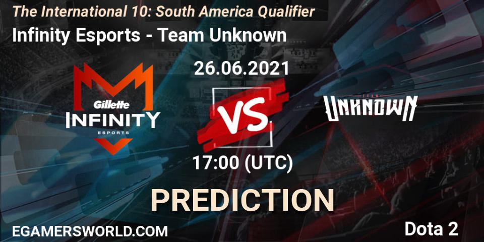 Infinity Esports проти Team Unknown: Поради щодо ставок, прогнози на матчі. 26.06.2021 at 19:02. Dota 2, The International 10: South America Qualifier