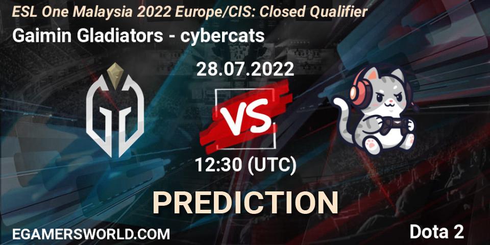 Gaimin Gladiators проти cybercats: Поради щодо ставок, прогнози на матчі. 28.07.2022 at 12:30. Dota 2, ESL One Malaysia 2022 Europe/CIS: Closed Qualifier