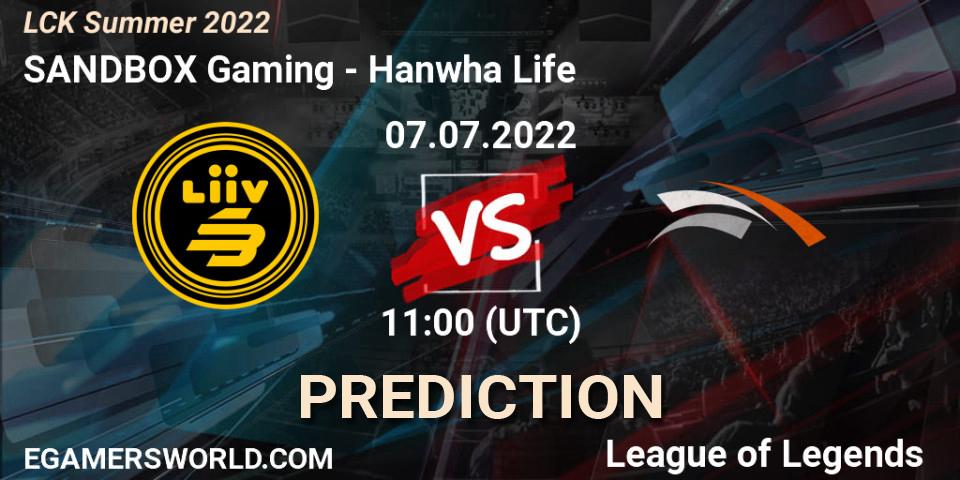 SANDBOX Gaming проти Hanwha Life: Поради щодо ставок, прогнози на матчі. 07.07.2022 at 11:30. LoL, LCK Summer 2022