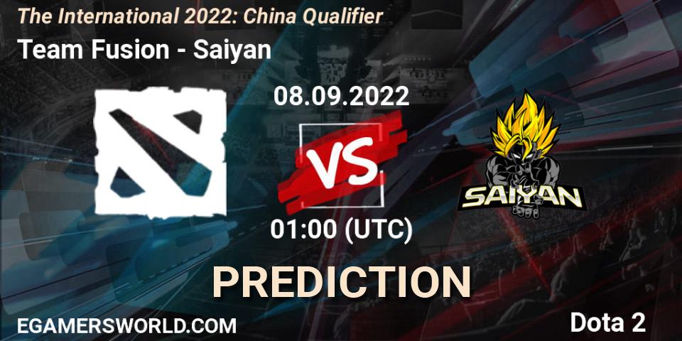 Team Fusion проти Saiyan: Поради щодо ставок, прогнози на матчі. 08.09.2022 at 01:03. Dota 2, The International 2022: China Qualifier