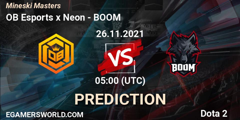 OB Esports x Neon проти BOOM: Поради щодо ставок, прогнози на матчі. 26.11.2021 at 10:58. Dota 2, Mineski Masters