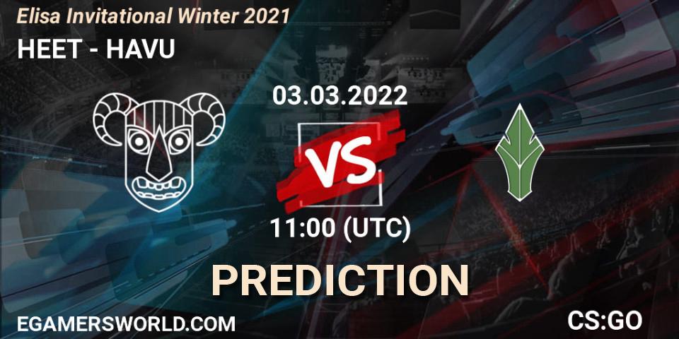 HEET проти HAVU: Поради щодо ставок, прогнози на матчі. 03.03.2022 at 11:00. Counter-Strike (CS2), Elisa Invitational Winter 2021