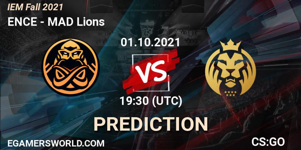 ENCE проти MAD Lions: Поради щодо ставок, прогнози на матчі. 01.10.2021 at 19:30. Counter-Strike (CS2), IEM Fall 2021: Europe RMR