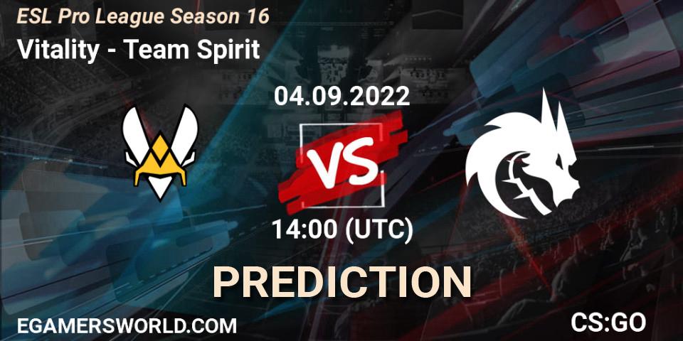 Vitality проти Team Spirit: Поради щодо ставок, прогнози на матчі. 04.09.2022 at 17:30. Counter-Strike (CS2), ESL Pro League Season 16