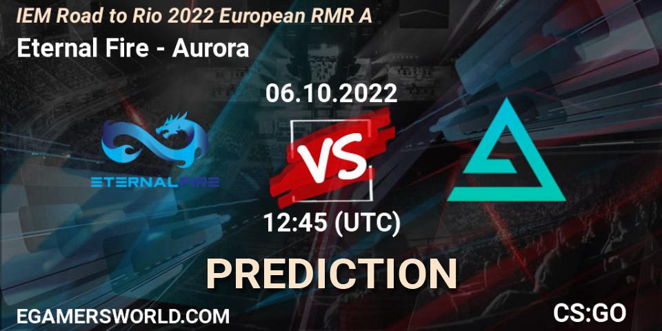 Eternal Fire проти Aurora: Поради щодо ставок, прогнози на матчі. 06.10.2022 at 13:15. Counter-Strike (CS2), IEM Road to Rio 2022 European RMR A