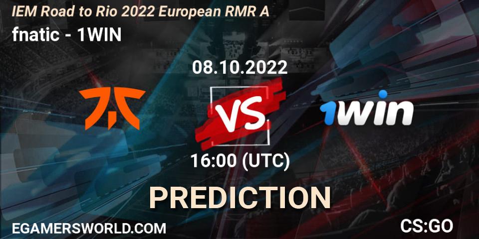 fnatic проти 1WIN: Поради щодо ставок, прогнози на матчі. 08.10.2022 at 16:00. Counter-Strike (CS2), IEM Road to Rio 2022 European RMR A