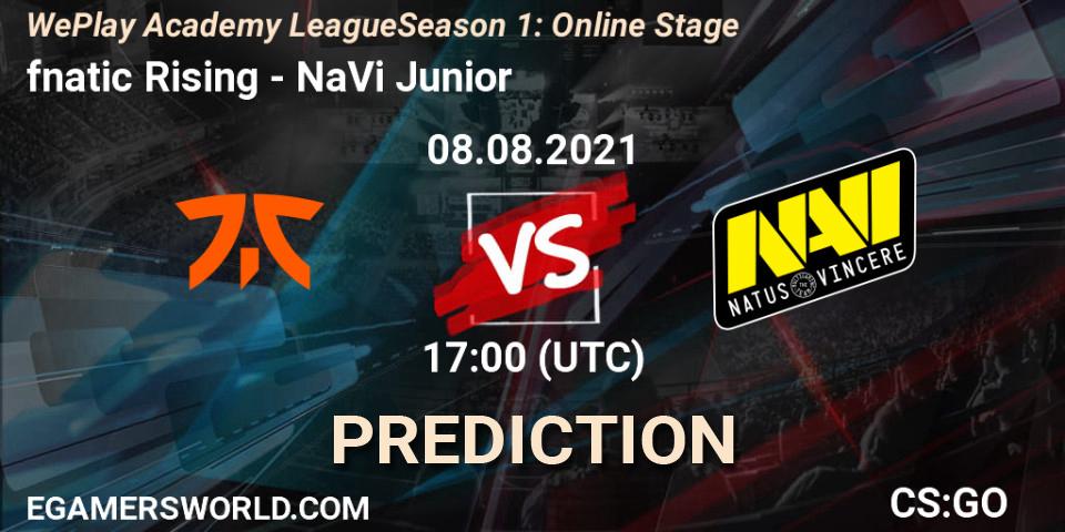 fnatic Rising проти NaVi Junior: Поради щодо ставок, прогнози на матчі. 08.08.2021 at 17:00. Counter-Strike (CS2), WePlay Academy League Season 1: Online Stage