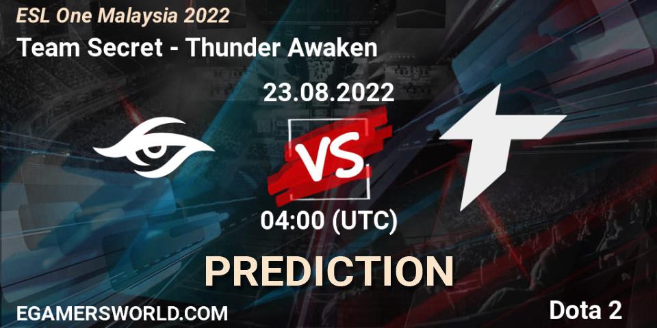Team Secret проти Thunder Awaken: Поради щодо ставок, прогнози на матчі. 23.08.2022 at 04:00. Dota 2, ESL One Malaysia 2022