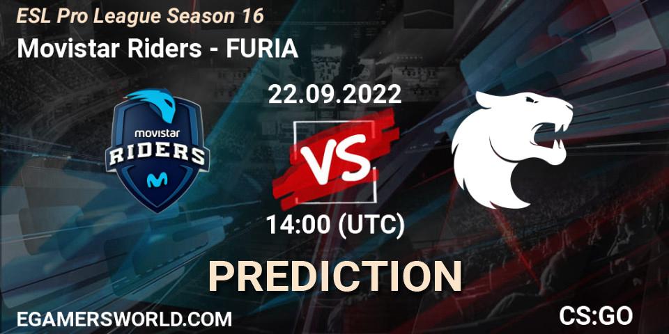Movistar Riders проти FURIA: Поради щодо ставок, прогнози на матчі. 22.09.2022 at 14:00. Counter-Strike (CS2), ESL Pro League Season 16