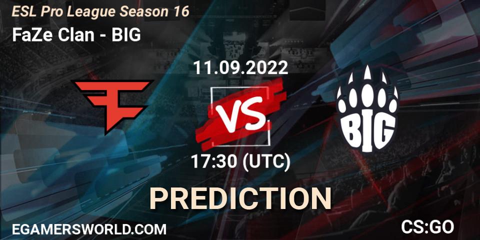 FaZe Clan проти BIG: Поради щодо ставок, прогнози на матчі. 11.09.2022 at 17:30. Counter-Strike (CS2), ESL Pro League Season 16