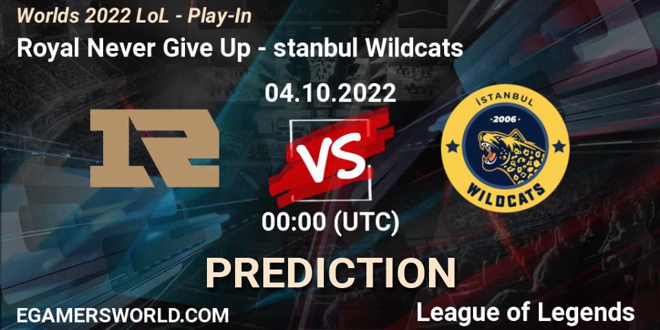 Royal Never Give Up проти İstanbul Wildcats: Поради щодо ставок, прогнози на матчі. 02.10.2022 at 02:00. LoL, Worlds 2022 LoL - Play-In
