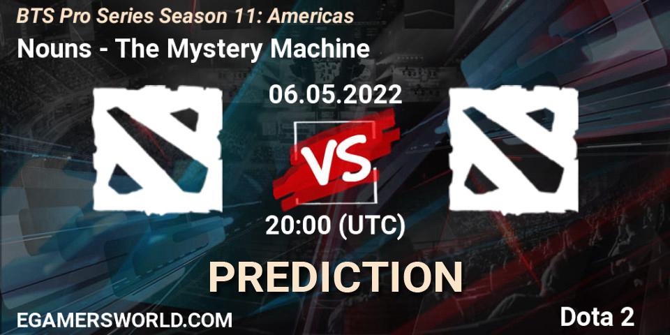 Nouns проти The Mystery Machine: Поради щодо ставок, прогнози на матчі. 06.05.2022 at 20:01. Dota 2, BTS Pro Series Season 11: Americas