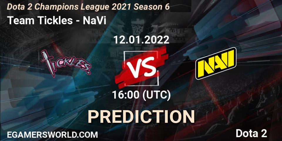 Team Tickles проти NaVi: Поради щодо ставок, прогнози на матчі. 12.01.2022 at 16:02. Dota 2, Dota 2 Champions League 2021 Season 6