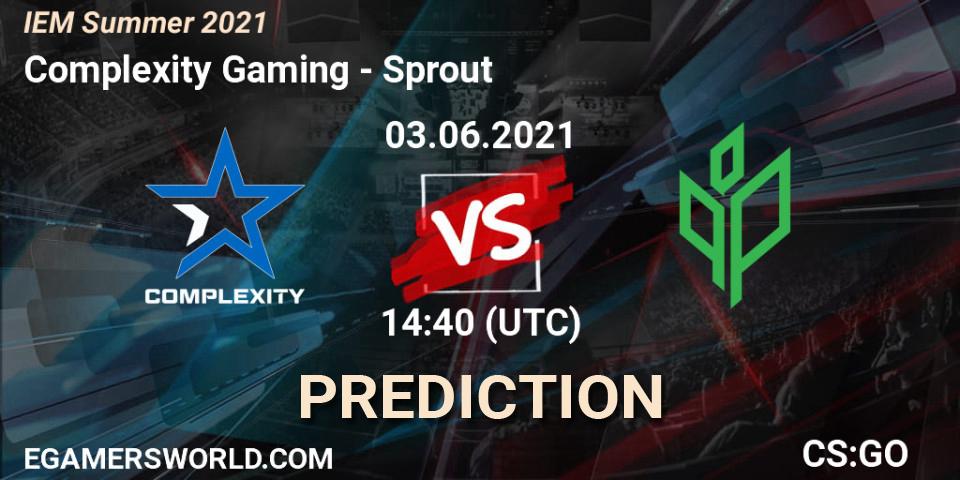 Complexity Gaming проти Sprout: Поради щодо ставок, прогнози на матчі. 03.06.2021 at 14:45. Counter-Strike (CS2), IEM Summer 2021
