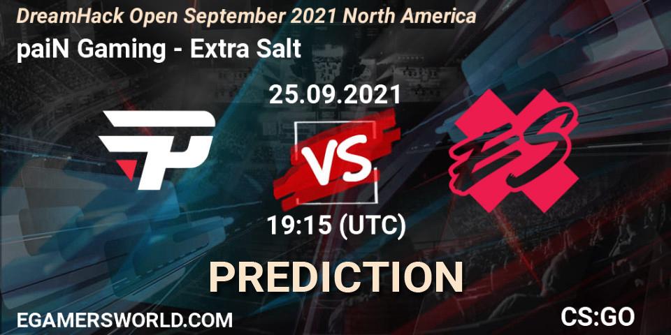 paiN Gaming проти Extra Salt: Поради щодо ставок, прогнози на матчі. 25.09.2021 at 19:15. Counter-Strike (CS2), DreamHack Open September 2021 North America