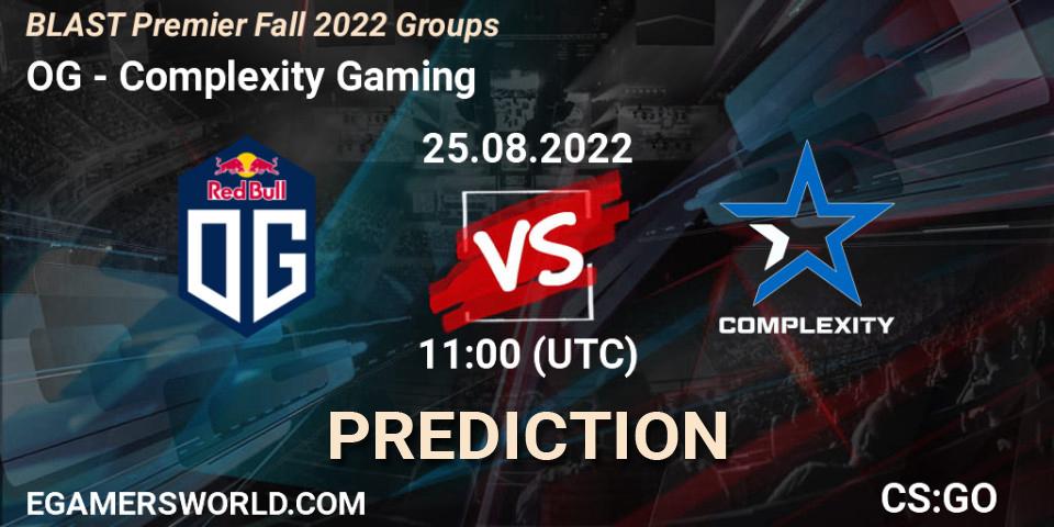 OG проти Complexity Gaming: Поради щодо ставок, прогнози на матчі. 25.08.2022 at 11:00. Counter-Strike (CS2), BLAST Premier Fall 2022 Groups