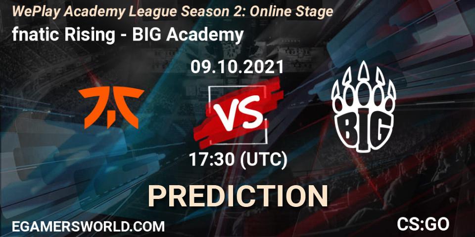 fnatic Rising проти BIG Academy: Поради щодо ставок, прогнози на матчі. 09.10.2021 at 17:30. Counter-Strike (CS2), WePlay Academy League Season 2: Online Stage