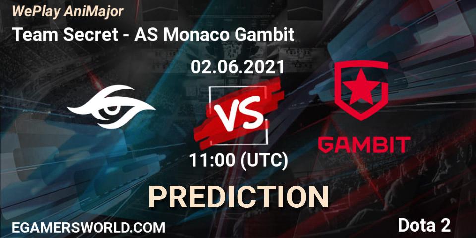 Team Secret проти AS Monaco Gambit: Поради щодо ставок, прогнози на матчі. 02.06.2021 at 11:42. Dota 2, WePlay AniMajor 2021