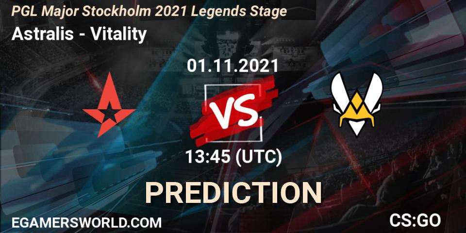 Astralis проти Vitality: Поради щодо ставок, прогнози на матчі. 01.11.2021 at 13:15. Counter-Strike (CS2), PGL Major Stockholm 2021 Legends Stage