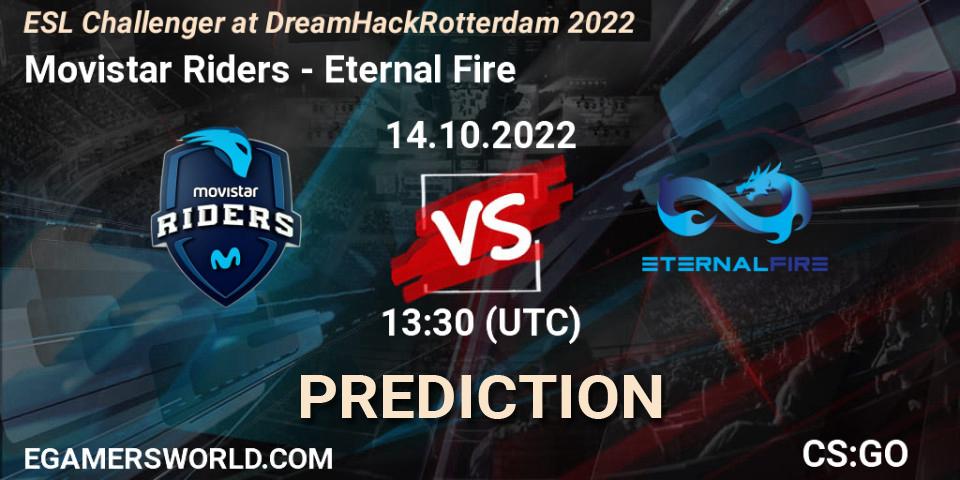 Movistar Riders проти Eternal Fire: Поради щодо ставок, прогнози на матчі. 14.10.2022 at 14:05. Counter-Strike (CS2), ESL Challenger at DreamHack Rotterdam 2022
