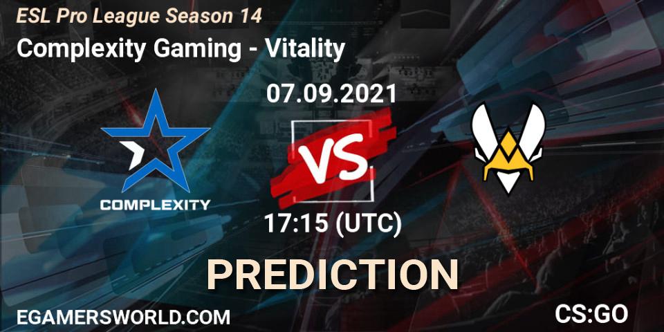 Complexity Gaming проти Vitality: Поради щодо ставок, прогнози на матчі. 07.09.2021 at 17:35. Counter-Strike (CS2), ESL Pro League Season 14