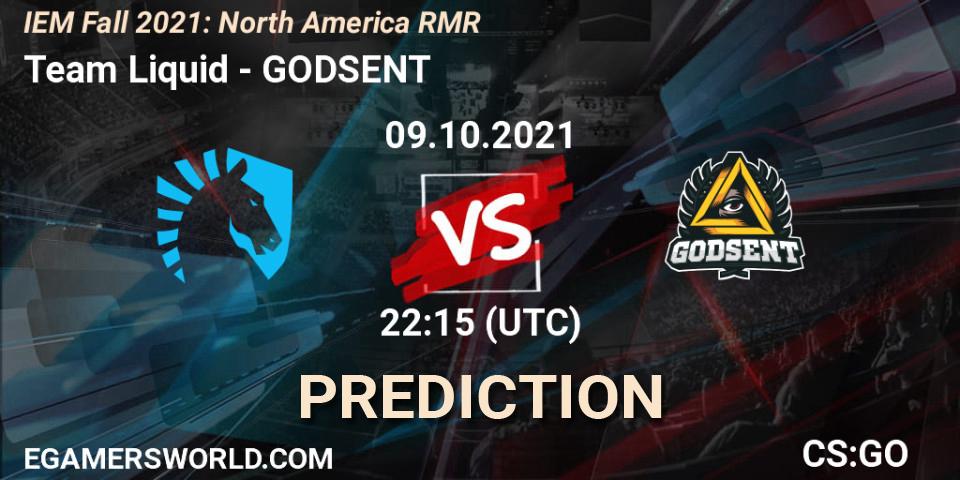 Team Liquid проти GODSENT: Поради щодо ставок, прогнози на матчі. 09.10.2021 at 22:15. Counter-Strike (CS2), IEM Fall 2021: North America RMR