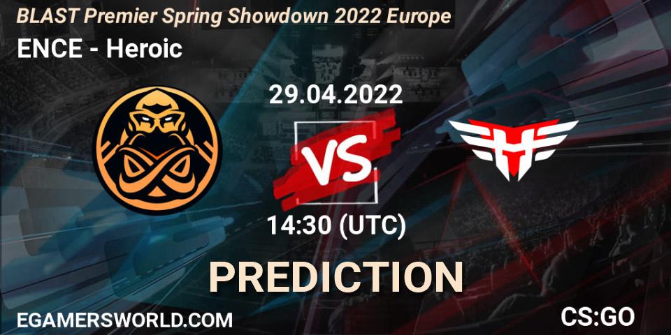 ENCE проти Heroic: Поради щодо ставок, прогнози на матчі. 29.04.2022 at 14:30. Counter-Strike (CS2), BLAST Premier Spring Showdown 2022 Europe