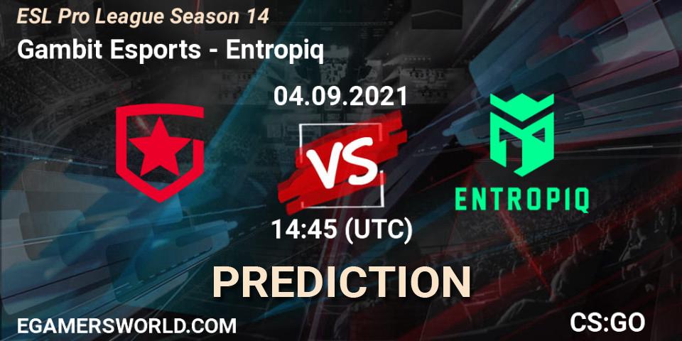 Gambit Esports проти Entropiq: Поради щодо ставок, прогнози на матчі. 04.09.2021 at 14:45. Counter-Strike (CS2), ESL Pro League Season 14