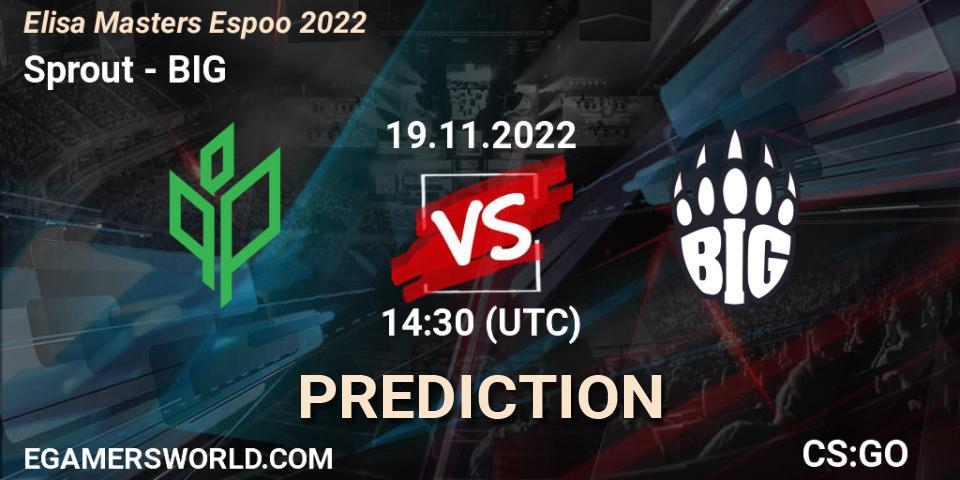 Sprout проти BIG: Поради щодо ставок, прогнози на матчі. 19.11.2022 at 14:50. Counter-Strike (CS2), Elisa Masters Espoo 2022