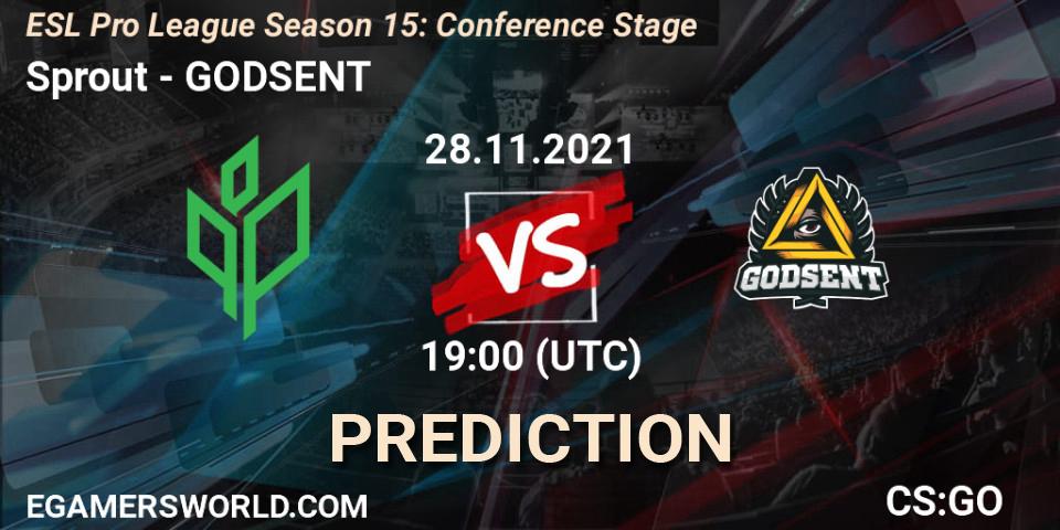 Sprout проти GODSENT: Поради щодо ставок, прогнози на матчі. 28.11.2021 at 19:00. Counter-Strike (CS2), ESL Pro League Season 15: Conference Stage