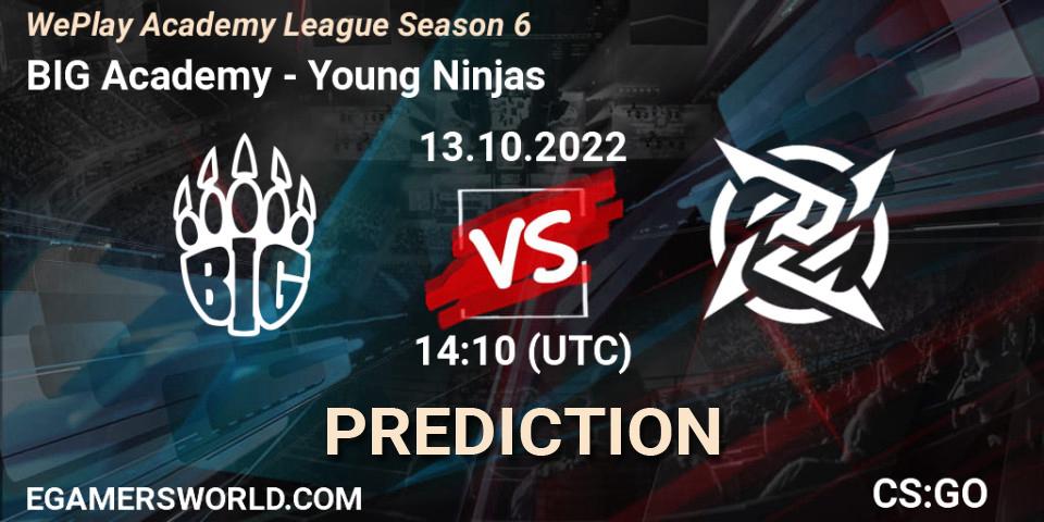 BIG Academy проти Young Ninjas: Поради щодо ставок, прогнози на матчі. 13.10.2022 at 14:10. Counter-Strike (CS2), WePlay Academy League Season 6
