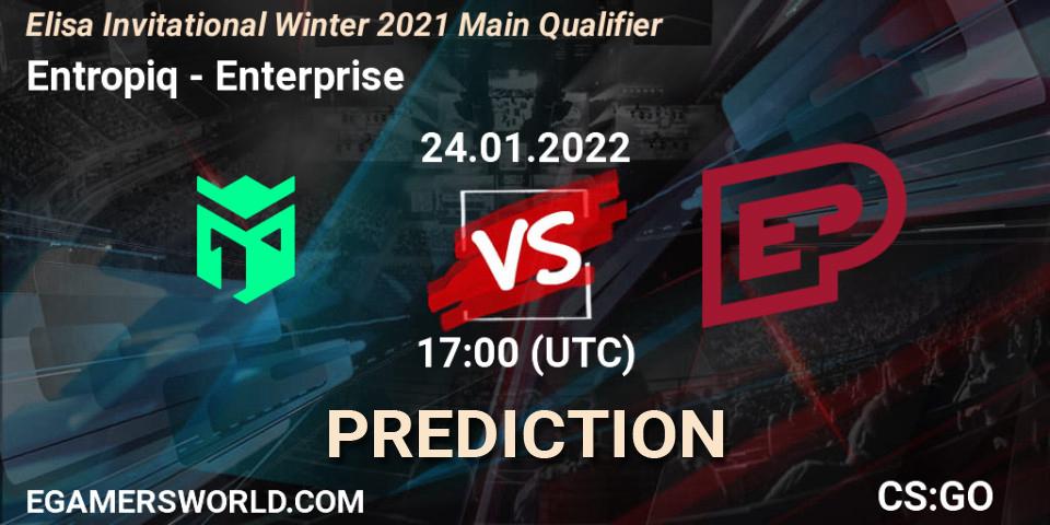 Entropiq проти Enterprise: Поради щодо ставок, прогнози на матчі. 27.01.2022 at 11:00. Counter-Strike (CS2), Elisa Invitational Winter 2021 Main Qualifier