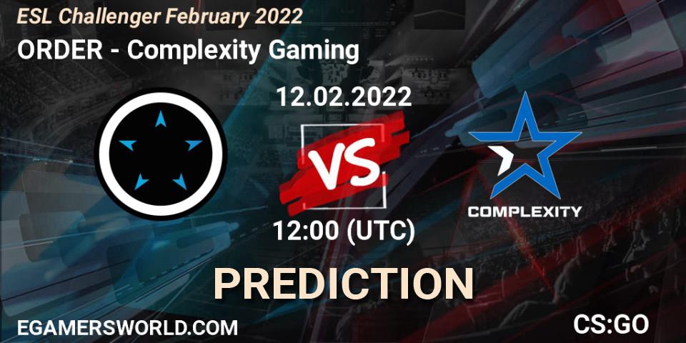 ORDER проти Complexity Gaming: Поради щодо ставок, прогнози на матчі. 12.02.2022 at 12:00. Counter-Strike (CS2), ESL Challenger February 2022
