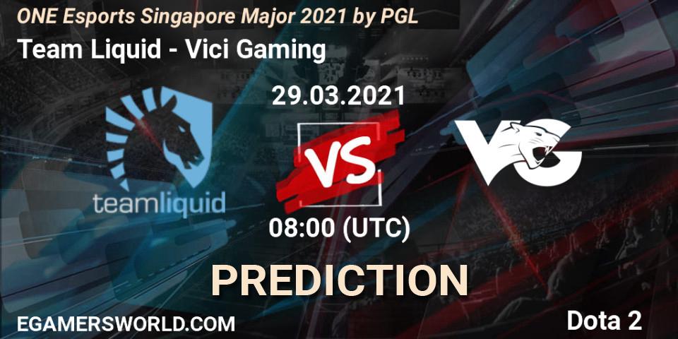 Team Liquid проти Vici Gaming: Поради щодо ставок, прогнози на матчі. 29.03.2021 at 09:25. Dota 2, ONE Esports Singapore Major 2021