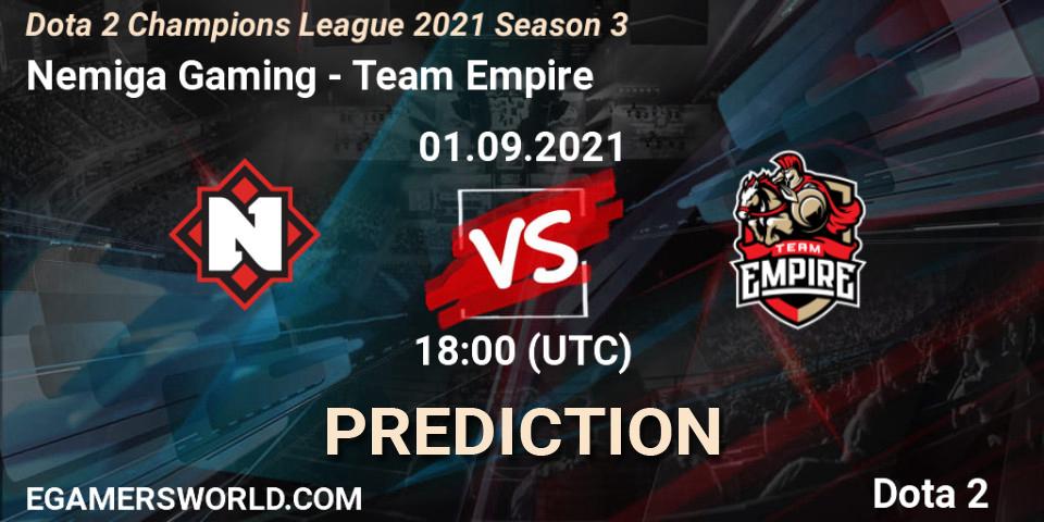 Nemiga Gaming проти Team Empire: Поради щодо ставок, прогнози на матчі. 03.09.2021 at 12:00. Dota 2, Dota 2 Champions League 2021 Season 3