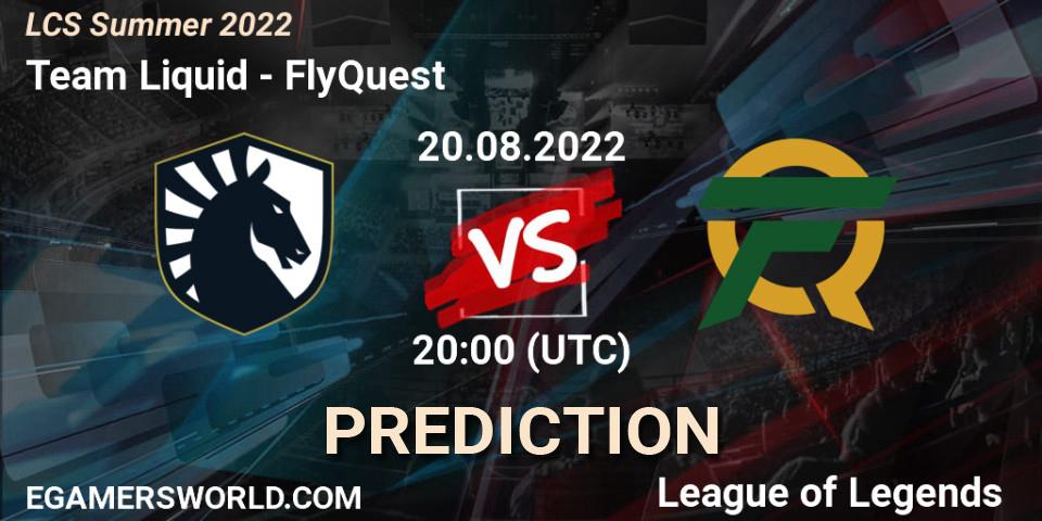 Team Liquid проти FlyQuest: Поради щодо ставок, прогнози на матчі. 20.08.2022 at 20:00. LoL, LCS Summer 2022