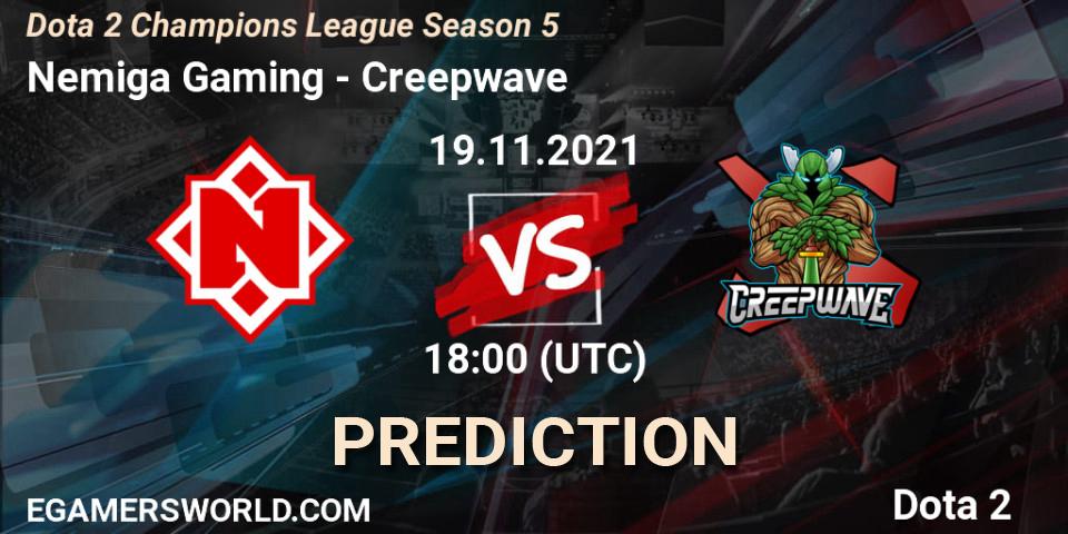 Nemiga Gaming проти Creepwave: Поради щодо ставок, прогнози на матчі. 19.11.2021 at 18:00. Dota 2, Dota 2 Champions League 2021 Season 5