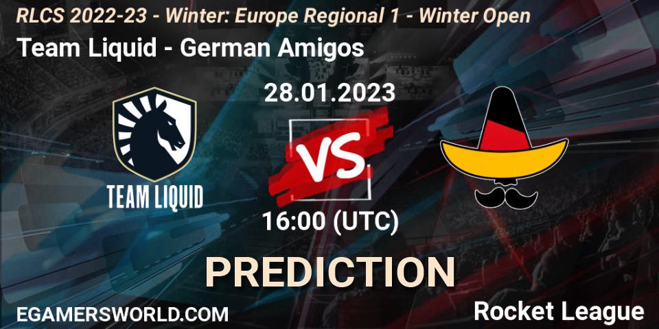 Team Liquid проти German Amigos: Поради щодо ставок, прогнози на матчі. 28.01.2023 at 16:00. Rocket League, RLCS 2022-23 - Winter: Europe Regional 1 - Winter Open