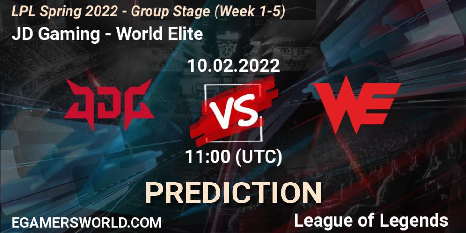 JD Gaming проти World Elite: Поради щодо ставок, прогнози на матчі. 10.02.2022 at 11:00. LoL, LPL Spring 2022 - Group Stage (Week 1-5)