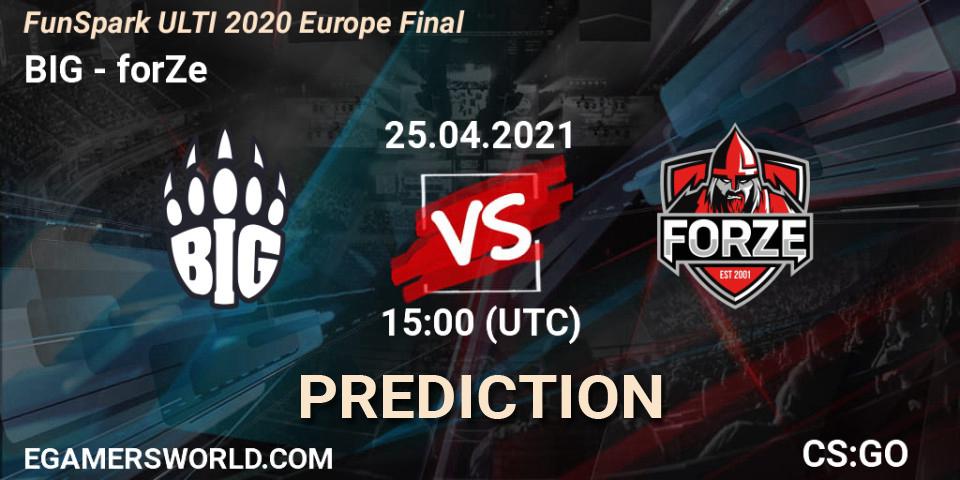 BIG проти forZe: Поради щодо ставок, прогнози на матчі. 25.04.2021 at 15:00. Counter-Strike (CS2), Funspark ULTI 2020 Finals