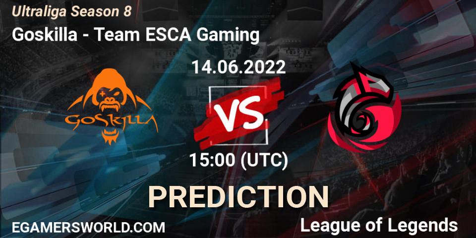Goskilla проти Team ESCA Gaming: Поради щодо ставок, прогнози на матчі. 14.06.2022 at 15:00. LoL, Ultraliga Season 8
