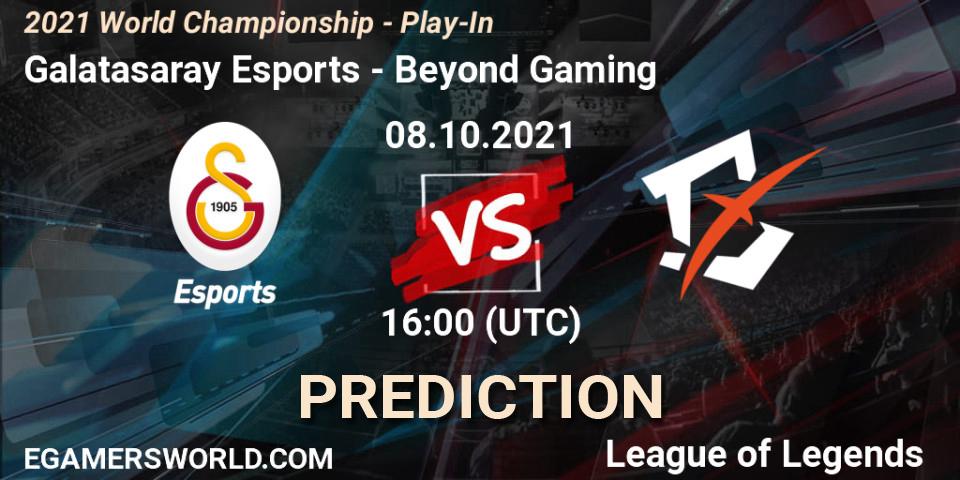 Galatasaray Esports проти Beyond Gaming: Поради щодо ставок, прогнози на матчі. 08.10.2021 at 11:00. LoL, 2021 World Championship - Play-In