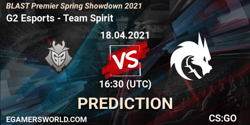 G2 Esports проти Team Spirit: Поради щодо ставок, прогнози на матчі. 18.04.2021 at 13:30. Counter-Strike (CS2), BLAST Premier Spring Showdown 2021